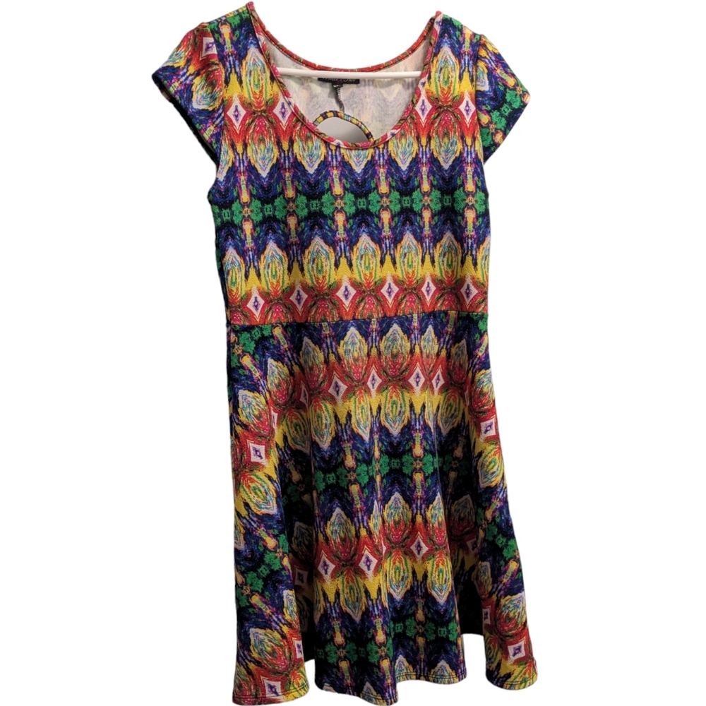 What's Hot Multicolor Pattern Midi Dress XL